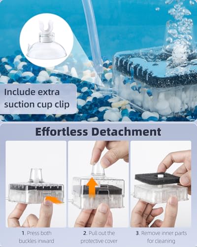 Image of Pawfly Aquarium Sponge Filter, Small Fish Tank Filter with Foam and Air Stone, Sponge Filter for Fish Tanks up to 5 Gallons (Air Pump Not Included)