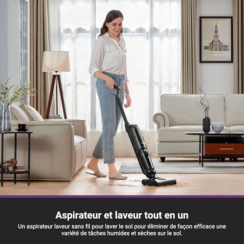 Aspirateur laveur sans fil Eureka NEW400, longue autonomie pour sols durs, aspirateur autonettoyant