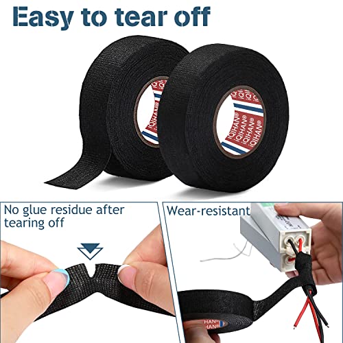 Gewebeband - 2 Rollen klebeband für Kfz Motorrad Auto Kabelbaum Filzband Reparatur Geräuschdämpfung Kabelweben Band - 19 mm x 15 m Hitzebeständiges Isolierband für Auto Kabel Befestigt Schwarz
