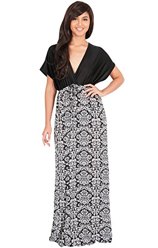 KOH KOH Womens Long Flowy V-Neck Kimono Cocktail Evening Formal Gown Maxi Dress
