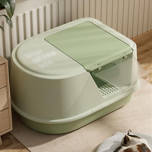 Caja de arena para gatos grande con tapa semi-cerrada amarilla miniatura 4