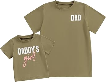 Daddy and Daughter Matching Shirt Letter Printed Short Sleeve Daddys Girl T Shirt Fathers Day Outfit