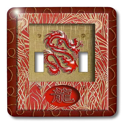 Interrupteur double dragon rouge or pour remplacer vos plaques blanches