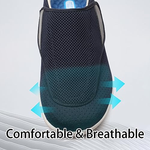 Sapatos femininos de largura extra larga para diabéticos, leve, respirável, ajustável, edema de idos