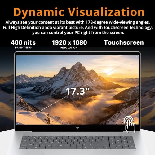 Image of HP OmniBook X 17.3 inch FHD Touchscreen Laptop, Intel Ultra 7 256V, 16GB RAM, 3TB Storage (2TB SSD+1TB Docking Station), GeForce RTX 4050, Backlit Keyboard, Copilot+ PC, Wi-Fi 7, Win 11 Pro, Silver