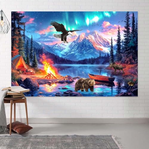 Fondo fotográfico azul 7x5ft para camping y aventura miniatura 5