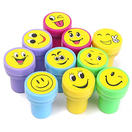 Smiley Stamps for Kids | Set of 10 Stamp - Also can be Used as Pencil Tops - Prefect Gift for Teachers Parents and Students