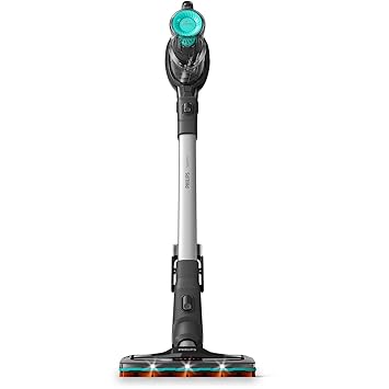 Philips Domestic Appliances SpeedPro Cordless Vacuum Cleaner FC6726/01 with LED Nozzle and Mini Turbo Brush Attachment, Deep Black, Medium