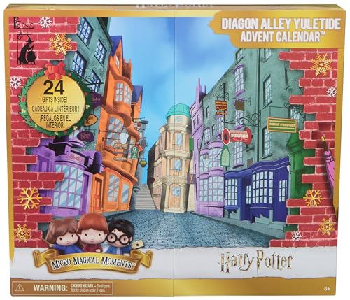 Harry Potter Weihnachten in der Winkelgasse Adventskalender 2025 mit 24 Überraschungen, 15 Figuren und 9 Zubehörteile, Spielzeug für Kinder ab 6 Jahren, Fanartikel