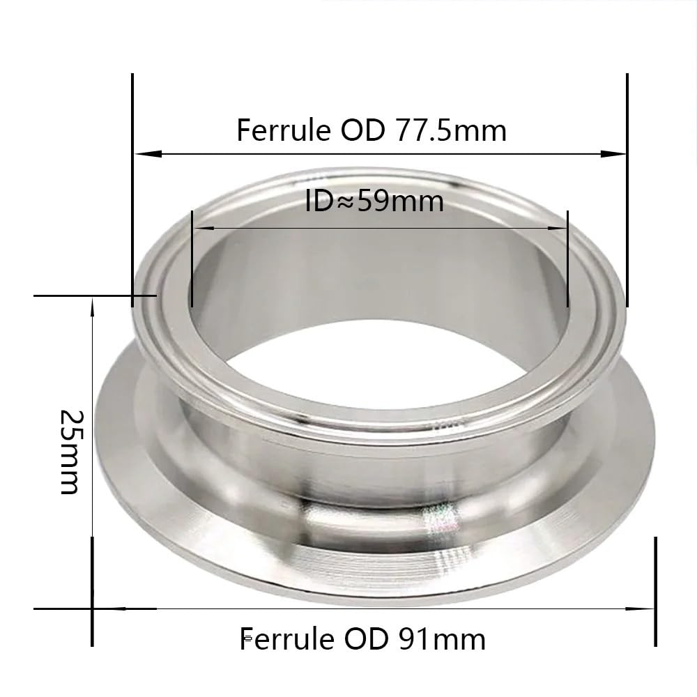 Acoplamiento reductor de virola de triple abrazadera de acero inoxidable 304 de 2 pulgadas x 1,5 pulgadas - Accesorio duradero for transferencia de fluidos(77.5mm-91mm)