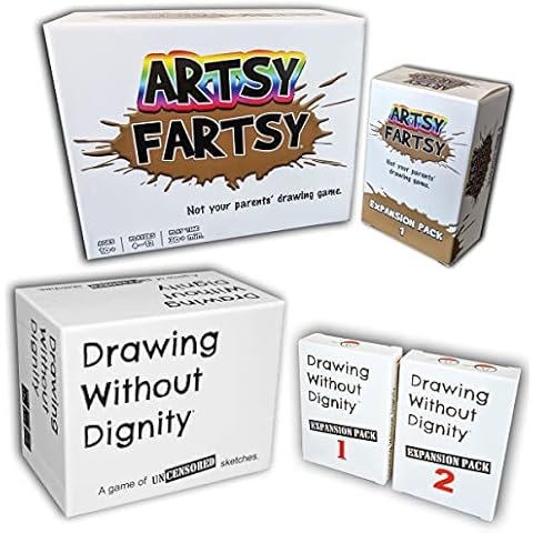 Drawing Without Dignity and Artsy Fartsy Drawing Game Bundle - includes Expansion Packs! Cover