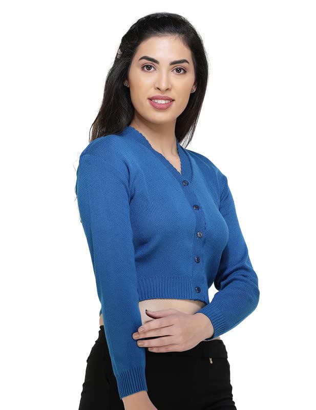 Image of Women Winter Wear V-Neck Full Sleeves Regular Fit Woollen Blouse