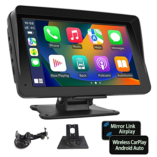 Podofo Wireless Carplay Android Auto Autoradio Tragbares mit 7 Zoll HD