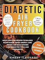 Diabetic Air Fryer Cookbook for Beginners Women (Easy, Guilt-Free Meals): Quick Low-Carb Recipes to Balance Blood Sugar, Boost Energy, Lose Weight, ... Air Fryer Hacks for Type 2 and Prediabetes B0F5X2MZKW Book Cover