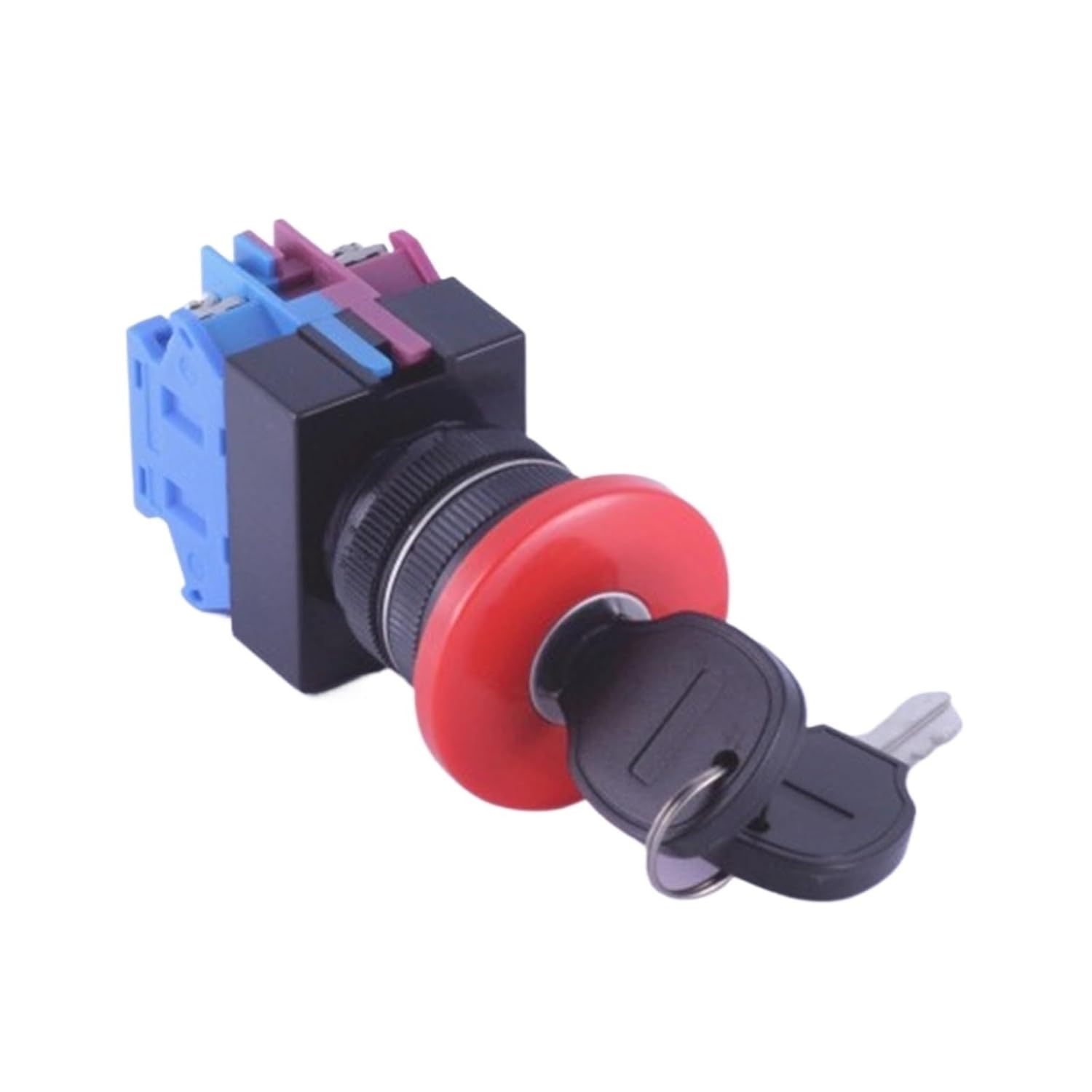 22mm ネジ端子 1NO1NC 2 ポジション維持キーロック マッシュルームスイッチ ブラックキャップカラー(PB222-11YM
