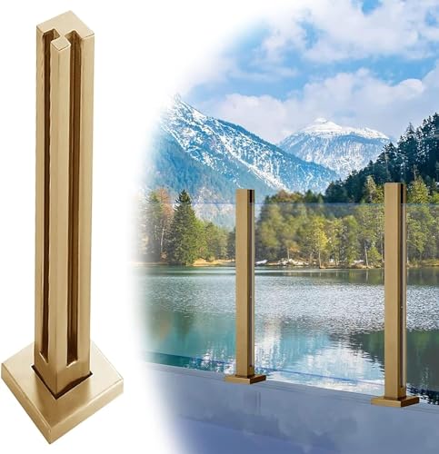 Poteau de garde-corps en verre d'angle doré hauteur 105 cm pour clôture de terrasse