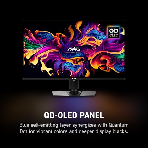MSI MAG 321UP QD-OLED 32-inch QD-OLED 3840 x 2160 (UHD) Computer Monitor, 165Hz, Adaptive-Synch, HDMI, Display Port, VGA Port, VESA Mountable, Tilt, Height Adjustable, Speaker, 0.03ms, Black - Image 6