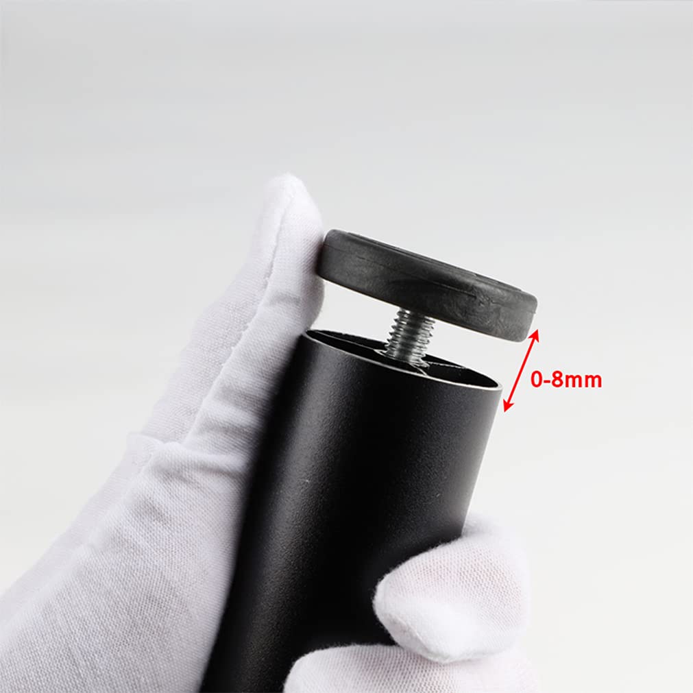 Verstellbare Möbelbeine für Sofas, Ø 38 mm, schwarzes Metall, M8 runde Tischfüße, 4 Stück (15 cm) – Aluminium-eloxierte Oberfläche, perfekt für Heimdekoration und Renovierung