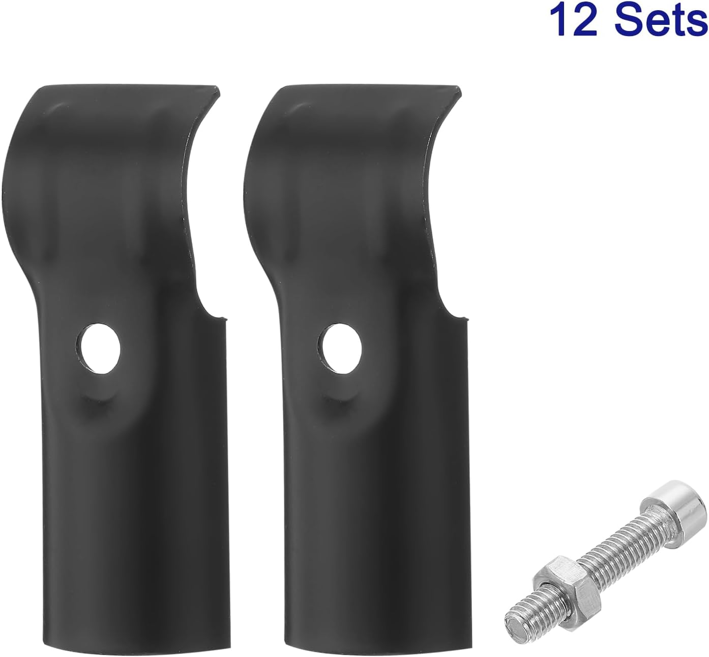 uxcell 12Pcs T Pipe Clamp Connector, Structural Pipe Connector Chain Link Fence Clamp Stainless Steel Corner Fitting End Rails Clamp Fit OD 1 Inch(25mm), Black