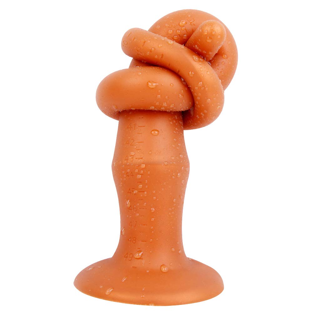 Set di spine anali, morbido dildo anale in silicone liquido con ventosa masturbatori vaginali giocattoli erotici per donne SM sesso anale gay (gold,L)