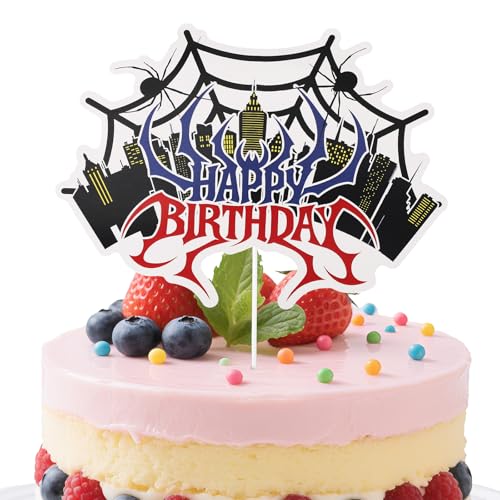 SAVITA Adorno para Tarta de Cumpleaños Araña, Diseño Dibujos Animados Araña Decoracion Tarta para Niños y Niñas Ideal Fiestas de Cumpleaños
