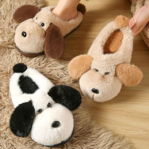 Toddler Slippers Cute Puppy Plush Slippers Boys Girls Winter Warm Shoes Soft-Soled Plush-Lined Slip-on House Shoes4