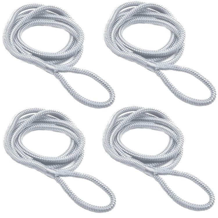 4 Stück Fenderleinen mit Auge 10 mm Bootsfender Fender weiß