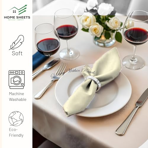 Image of 100% Cotton Dinner Napkins 12x12 Inch, Soft & Durable, Reusable Cloth Napkins for Dining, Events, and Everyday Use (Ivory, Set of 25 (12x12))
