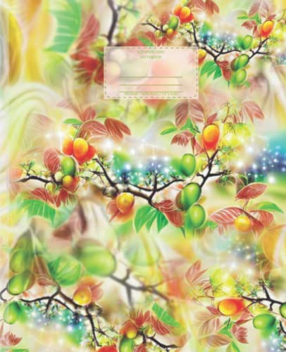 Composition Notebook: Mango Galaxy Fruit Tree Abundant Delicious Orange and Green Mango Tropical Fruit Papaya Orange Cream Lemon Wide Ruled Notebook