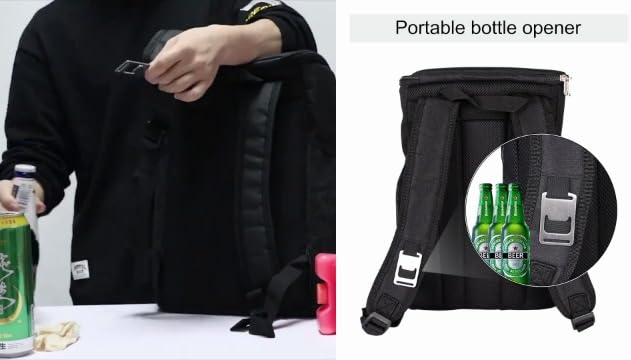 Lunch Bag Insulated Cooler Bag Large Lunch Box Picnic Bag Leak Proof with Adjustable Shoulder Strap, Lunch Kit for Camping, Fishing, Barbecues, 18L (Black)
