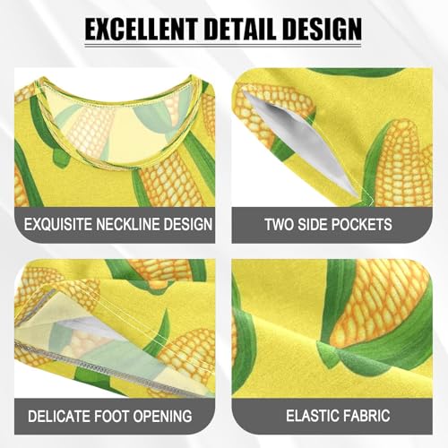 Pajama Sets Short Sleeve Corn Pattern Print Design Soft Cotton Summer Sleepwear 2 Piece PJS Size 5-14T3