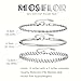 MosFlor Stainless Steel Bracelets for Men, Silver Cuban Link Bracelet Snake Chain Bracelet Rope Herringbone Chain Bracelets Set Stack Fashion Silver Jewlery for Men Him Dad