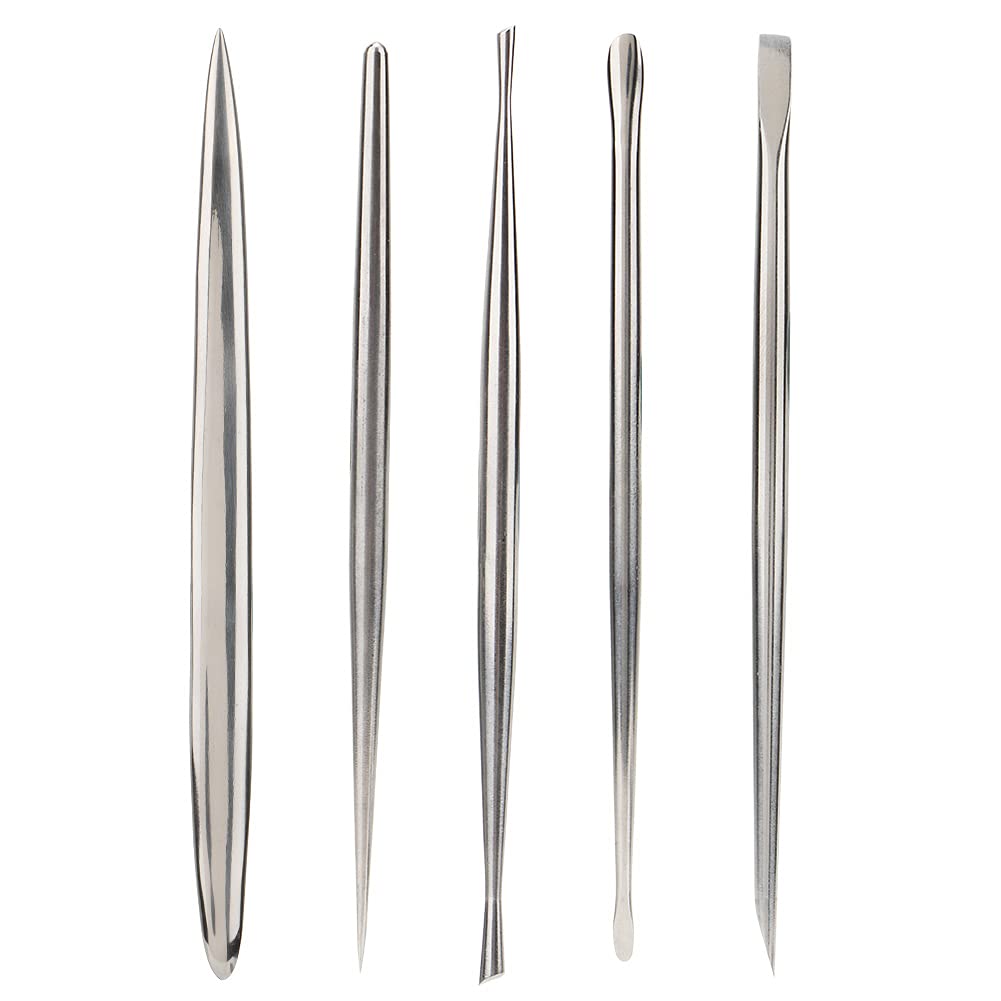 Set di coltelli da intaglio in acciaio Strumento per argilla ceramica Strumento per scultura in metallo per creazione artistica Soggiorno Hotel all'aperto (Silver 5 piece set)