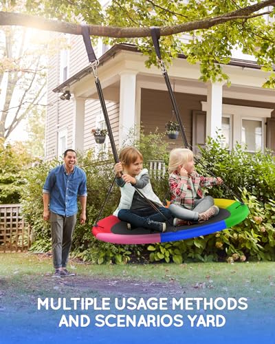 Image of Everyfun 43 inch Saucer Tree Swing for Kids Adult, 700lbs Weight Capacity, Waterproof Flying Saucer Swing with Adjustable Hanging Straps, Swing Seats for Backyard Outdoor Indoor Playground, Six Color