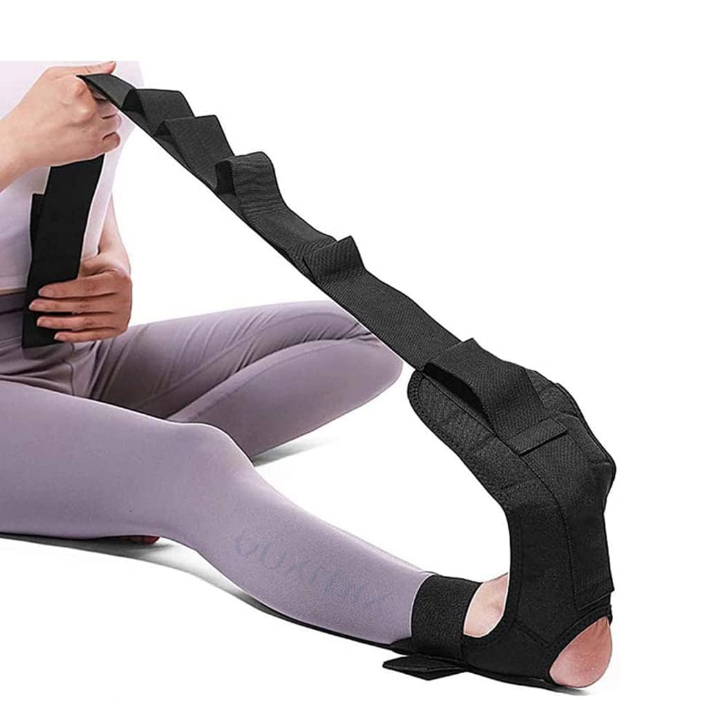 SCAMA Foot Stretcher Calf Yoga Ligament Stretching Strap Ankle Leg Hamstring for Plantar Dancers Fasciitis Drop Pain Relief Achilles Tendonitis Belt Equipment Bands Band Stretch (Black)-image-47