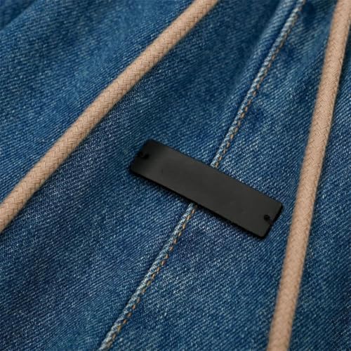 Men's Denim Straight-Leg Pants Style Washable Drawstring Elastic Waist Fit Bell Bottoms3