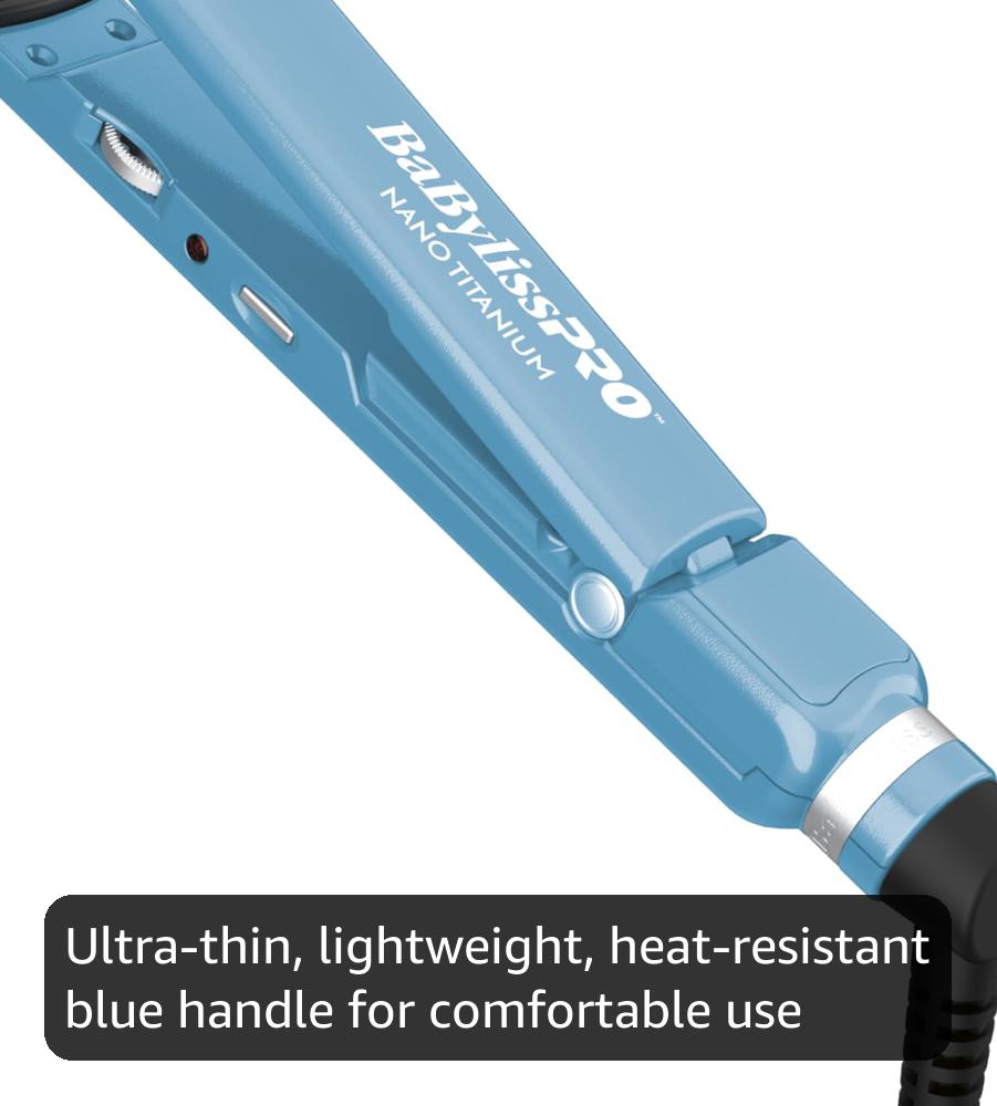 BabylissPRO Nano Titanium Ultra-Thin Hair Straightener, Professional Flat Iron, 5-Inch Extended Plates for Faster Straightening, for All Hair Types