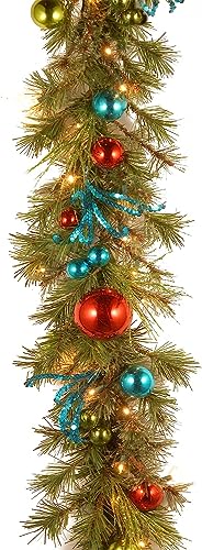 National Tree Company Pre-Lit Artificial Christmas Garland, Green, Evergreen, Decorated