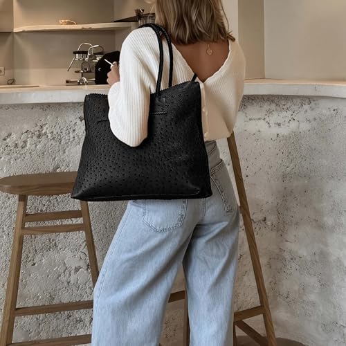 Bolso Tote para Mujer de Cuero Vegano Negro miniatura 2