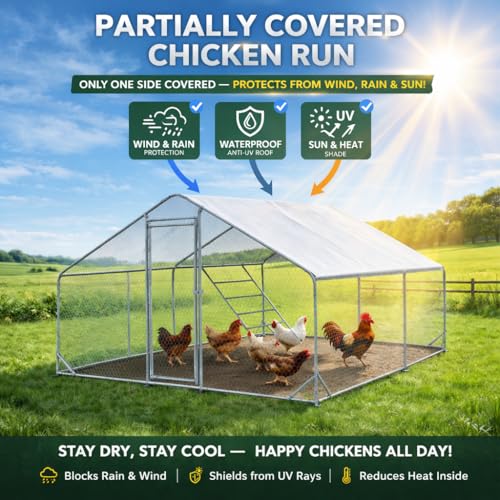 Image of Heavy Duty Metal Chicken Coop with Hardware Cloth (NEW-118.01L x 157.99. inchW x 80 inch H)