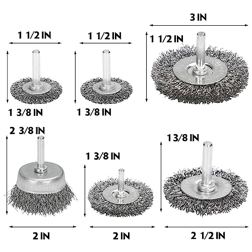6 Pcs Wire Wheel Cup Brush Set,1/4In Round Shank Wire Brush For Drill Attachment, For Cleaning Rust, Stripping And Abrasive #TOP5