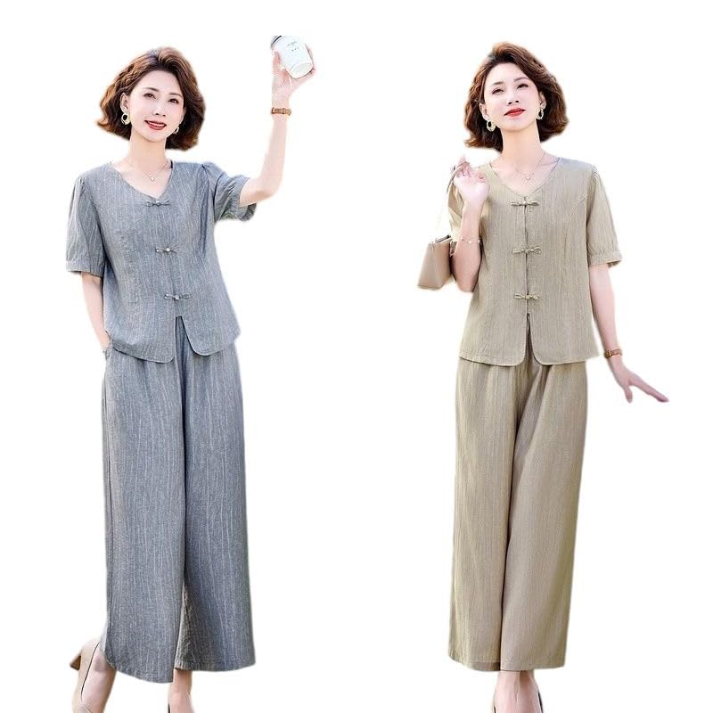 Pantalones palazzo de pierna ancha y top liso para oficina y eventos 3