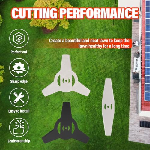 Image of HASTHIP 4Pcs Grass Trimmer Blade Replacement Weeder Attachment | Two Forms for Weed Clearing, Reaches Tight Patches, Manganese Steel, Three Point and Flat Types, Seller Support