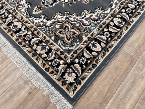 Image of TTC THREAD & TEXTURE CARPET Traditional Comfort: Power-Loomed Carpets for Living Room- Every Space Area Rug Color Grey Size 5x7 Feet (150x195cm)