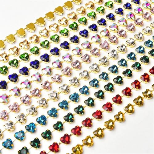 Chaîne cristal verre cœur 10mm strass sertis griffes DIY - 6