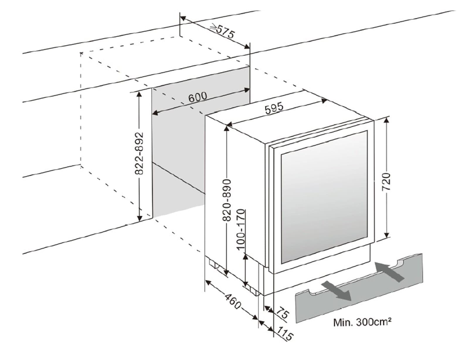 HÄFELE Assedo RUW14GB82d6a Stand-/Unterbau-Weinkühlschrank