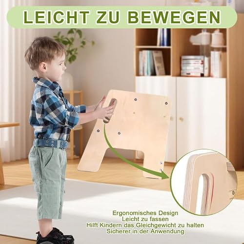 Kottwca Tritthocker Kinder 2 Stufen, rutschfest tritthocker Holz mit Griff,Stabiler tritthocker, Tragfähigkeit bis zu 150KG, Kinder fußbank für Bad, Waschbecken, Küche, Kinderzimmer, Schlafzimmer