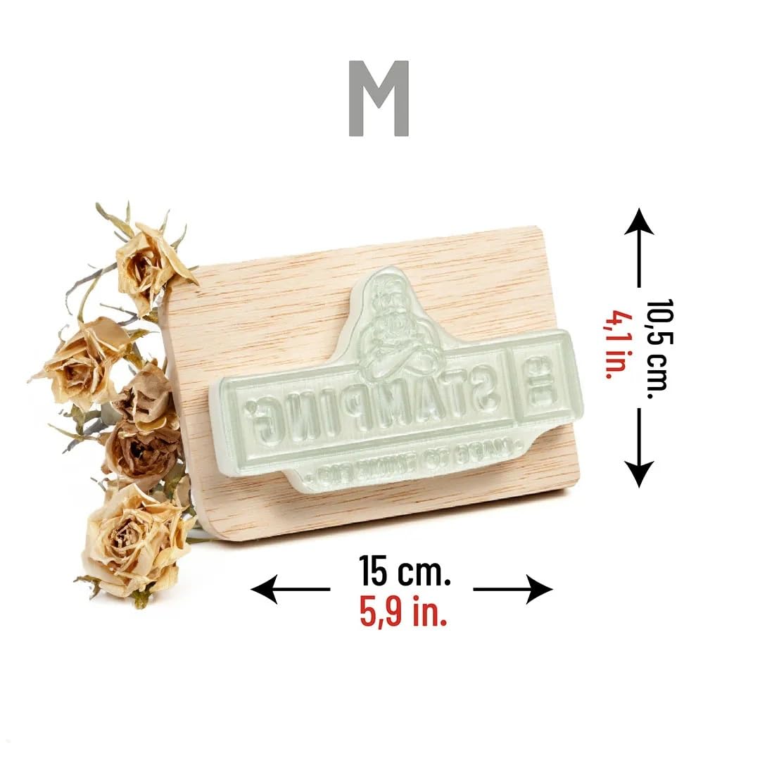 Sello Personalizado CON TU LOGO en distintos tamaños y colores | KIT COMPLETO (M (15 x 10,5 cm), Negro)