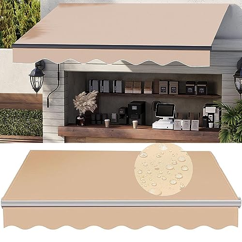 Housse rétractable imperméable 3,7x2,4m beige en polyester 280g pour une terrasse abritée