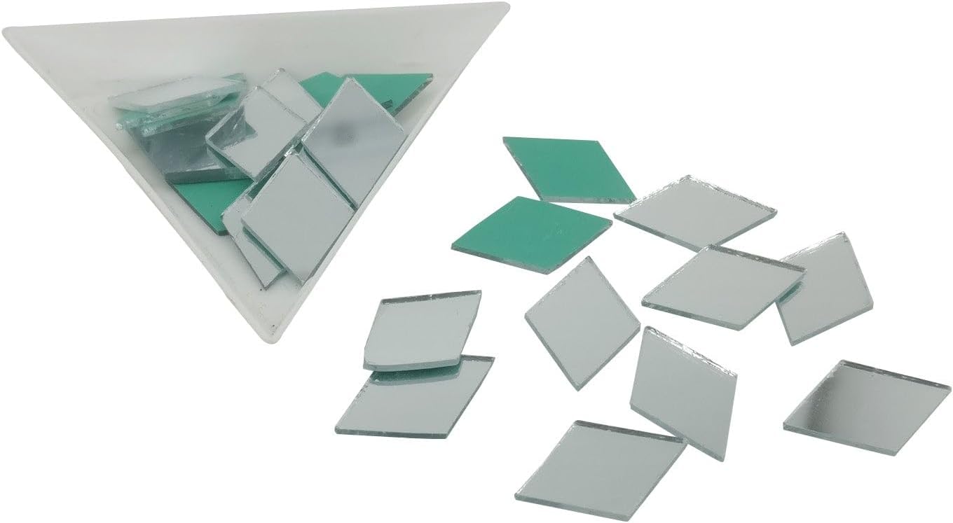 0.2 to 0.5 Inch Size Small Glass Mirrors (700+ Pieces, Mixed Shapes & Sizes) for Sewing Embroidery Crafts Jewelry Multipurpose Transparent Color